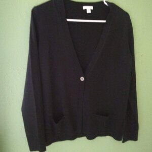 J. Jill Single Button V-Neck Cardi (XS, Two Available (1) Black (1) Tan